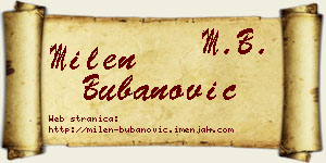 Milen Bubanović vizit kartica
